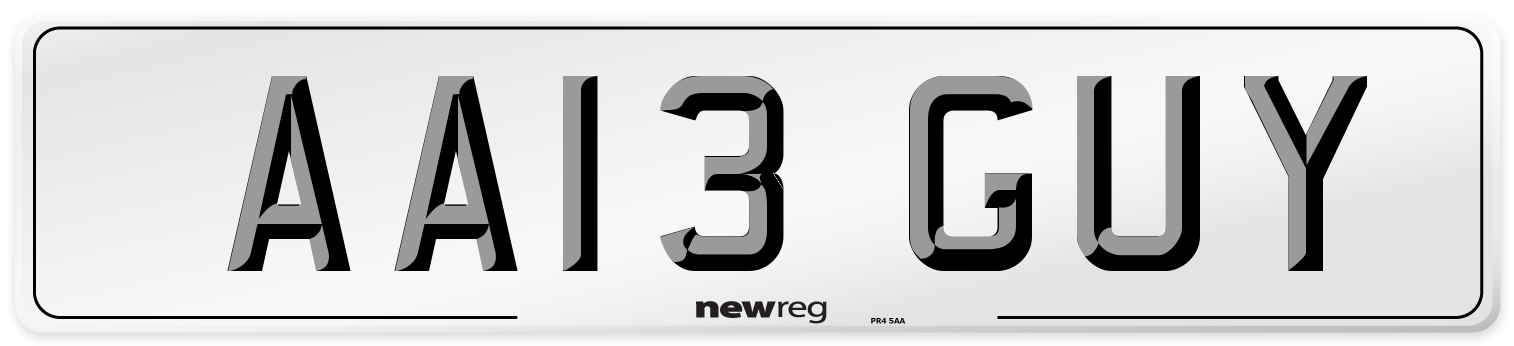 AA13 GUY Number Plate from New Reg